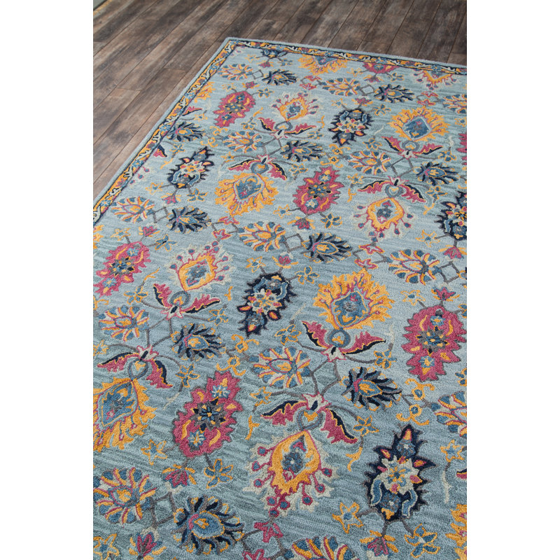 World Menagerie Lancaster Oriental Handmade Tufted Wool Blue Area Rug